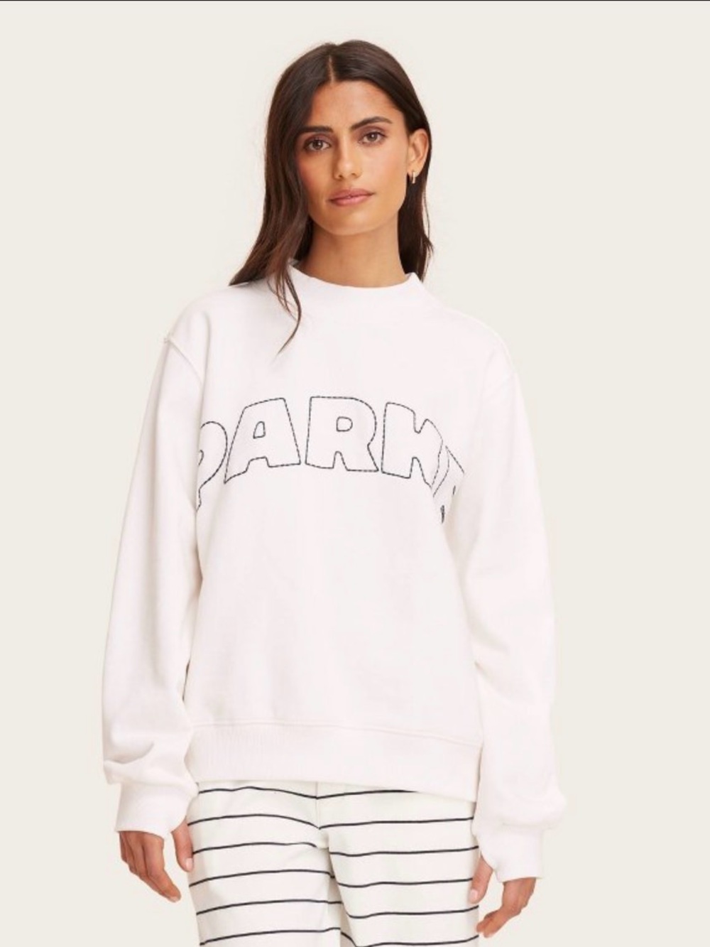NWT Women's Mockneck Pullover Sweatshirt - Parke x Target Cream L/XL